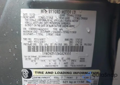 2006 Ford Freestyle Sel from USA, damaged, VIN 1FMDK05106GA24551